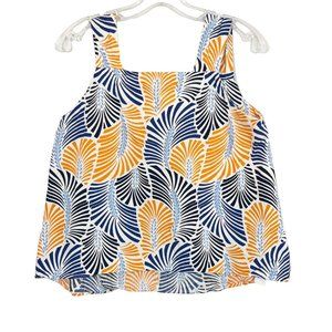 Zara Blue & Orange Printed Boxy Fit Tank Top Resort Wear - Size Small